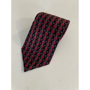 Executive of Boston Men's Silk Neck Tie Geometric Hearts Print Red & Purple JL